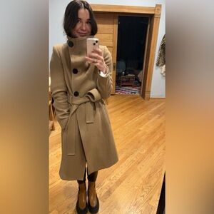 Mango beige neutral wool poly blend coat